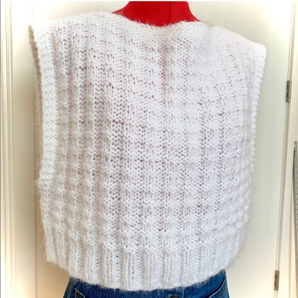 Vintage HANDCRAFTED Knit Boxy Sweater Vest, Creamy White - Picture 13 of 15